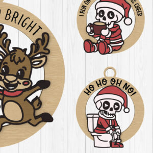 Intra απο ξύλο plywood 3mm-4mm πάχος – Πακέτο Χριστουγεννιάτικων στολιδιών Skeleton Santa Δίασταση 20x20 cm INTRAFABR-108539419