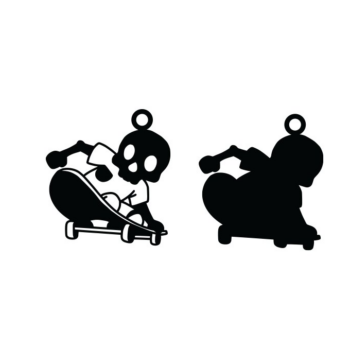 Intra απο ξύλο plywood 3mm-4mm πάχος – Skeletons Skateboard Earring Δίασταση  5x5 cm INTRAFABR-80136346 - Image 3