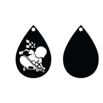 Intra απο ξύλο plywood 3mm-4mm πάχος – Skeletons Skateboard Earring Δίασταση  5x5 cm INTRAFABR-80136346 - Image 4