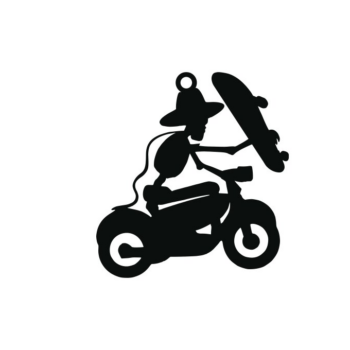 Intra απο ξύλο plywood 3mm-4mm πάχος – Skeletons Skateboard Earring Δίασταση  5x5 cm INTRAFABR-80045725 - Image 3