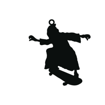 Intra απο ξύλο plywood 3mm-4mm πάχος – Skeletons Skateboard Earring Δίασταση  5x5 cm INTRAFABR-80045725 - Image 4