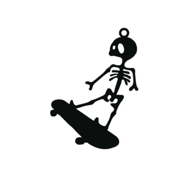 Intra απο ξύλο plywood 3mm-4mm πάχος – Skeletons Skateboard Earring Δίασταση  5x5 cm INTRAFABR-80045725 - Image 5