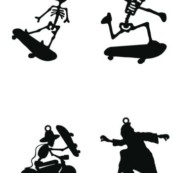 Intra απο ξύλο plywood 3mm-4mm πάχος – Skeletons Skateboard Earring Δίασταση  5x5 cm INTRAFABR-80045725 - Image 6