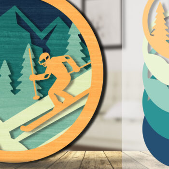 Intra απο ξύλο plywood 3mm-4mm πάχος – Ski 3D Layered Lasercut Δίασταση  20x20 cm INTRAFABR-111419302 - Image 1