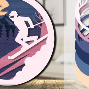 Intra απο ξύλο plywood 3mm-4mm πάχος – Ski 3D Layered Lasercut Δίασταση  20x20 cm INTRAFABR-111419384