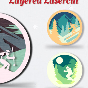 Intra απο ξύλο plywood 3mm-4mm πάχος – Ski 3D Layered Lasercut BNDLE 5 DESIGNS Δίασταση  40x30 cm INTRAFABR-111419487 - Image 1