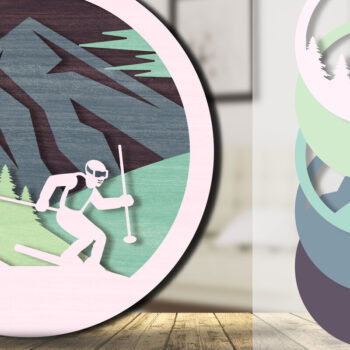 Intra απο ξύλο plywood 3mm-4mm πάχος – Ski 3D Layered Lasercut Δίασταση  20x20 cm INTRAFABR-111419263 - Image 1