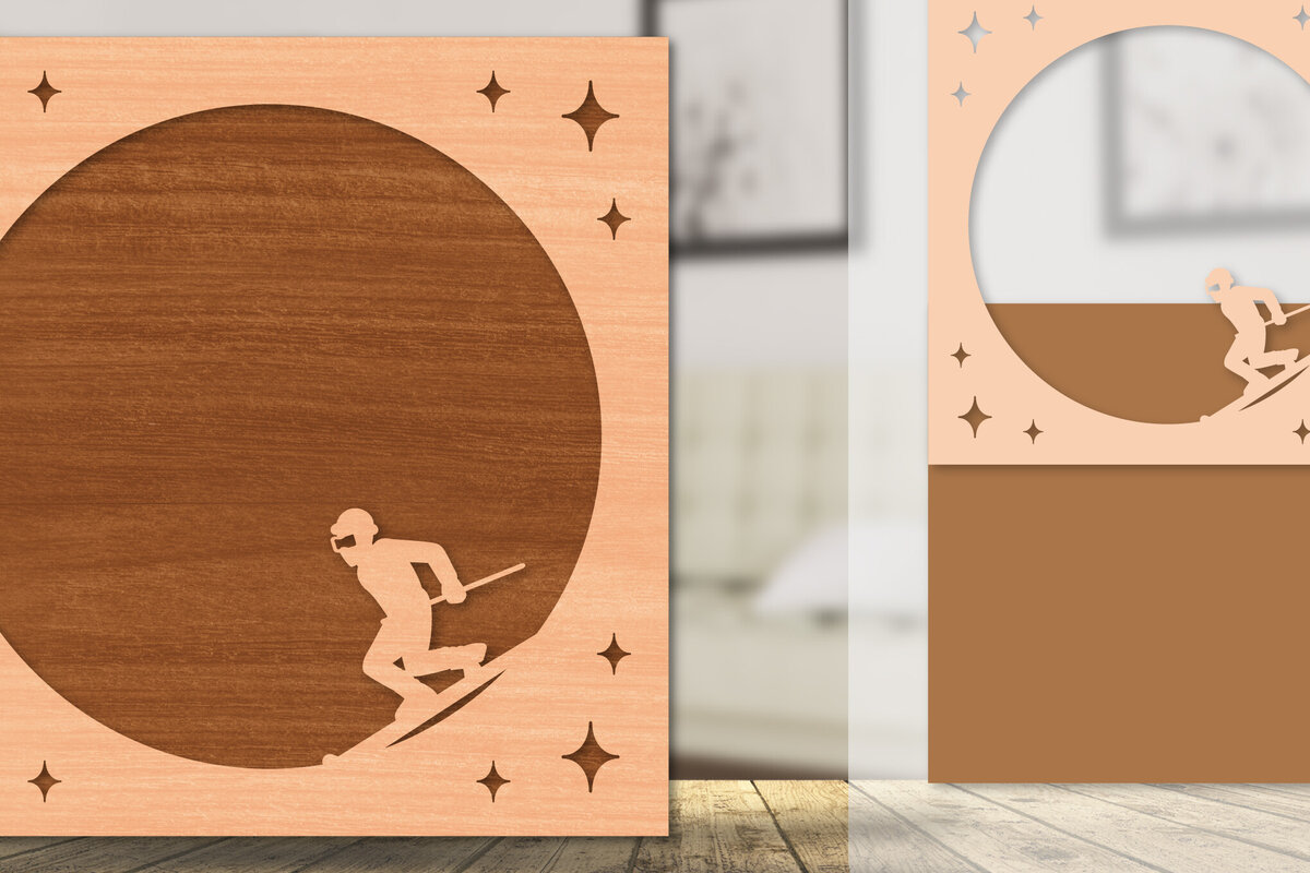 Intra απο ξύλο plywood 3mm-4mm πάχος – Κορνίζα φωτογραφιών με σκι Δίασταση  20x20 cm INTRAFABR-113174218