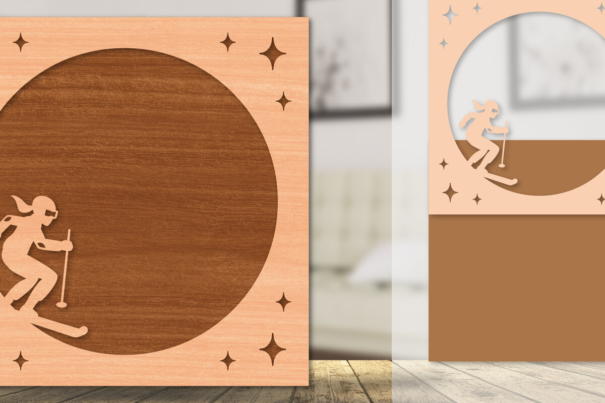 Intra απο ξύλο plywood 3mm-4mm πάχος – Κορνίζα φωτογραφιών με σκι Δίασταση  20x20 cm INTRAFABR-113174221