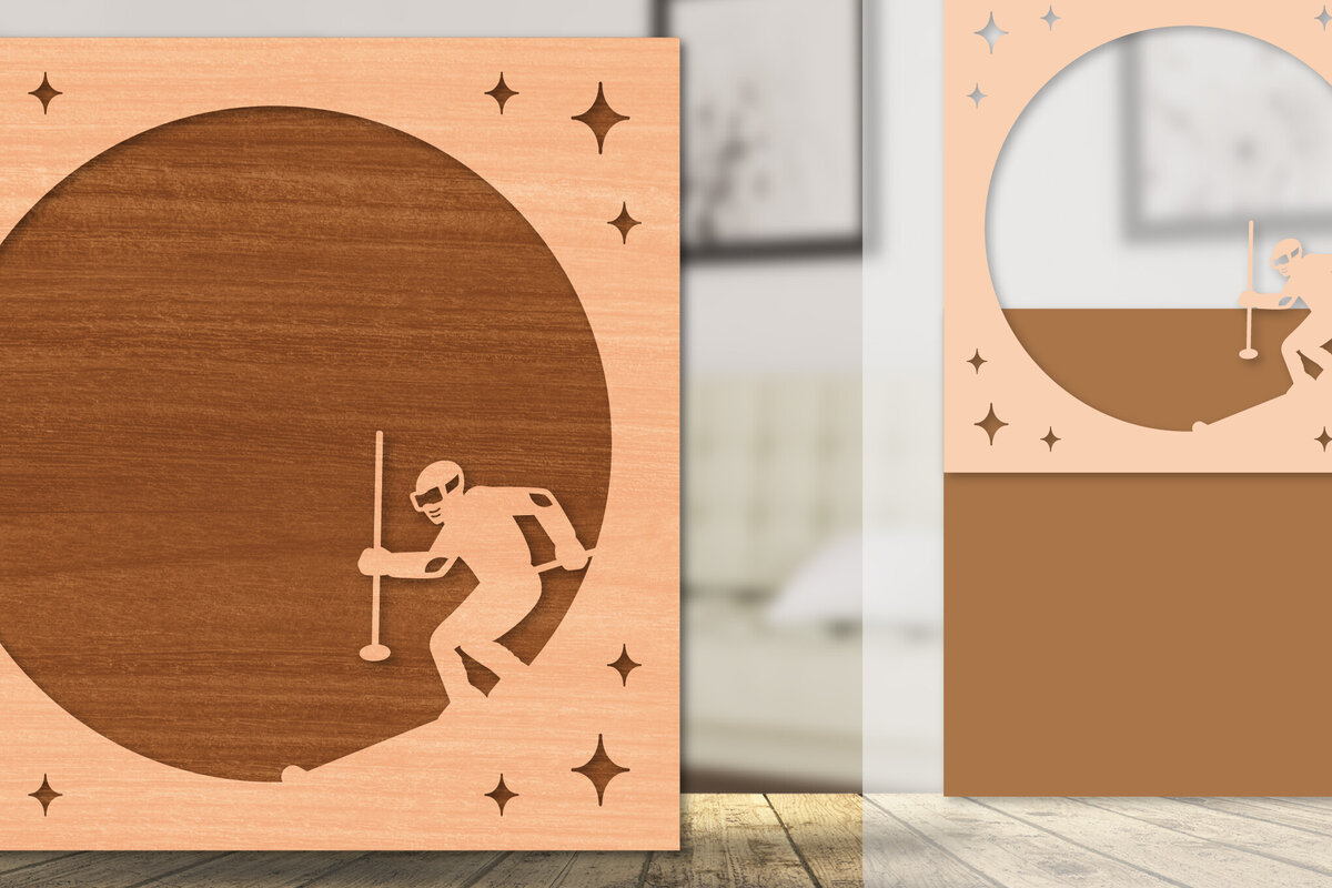 Intra απο ξύλο plywood 3mm-4mm πάχος – Κορνίζα φωτογραφιών με σκι Δίασταση  20x20 cm INTRAFABR-113174229