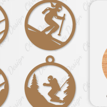 Intra απο ξύλο plywood 3mm-4mm πάχος – Σκουλαρίκια Ski Scene Lasercut Δίασταση 5x5 cm INTRAFABR-112077562 - Image 1