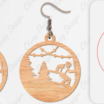 Intra απο ξύλο plywood 3mm-4mm πάχος – Σκουλαρίκια Ski Scene Lasercut Δίασταση 5x5 cm INTRAFABR-112077562 - Image 2