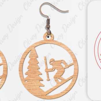 Intra απο ξύλο plywood 3mm-4mm πάχος – Σκουλαρίκια Ski Scene Lasercut Δίασταση 5x5 cm INTRAFABR-112077562 - Image 3