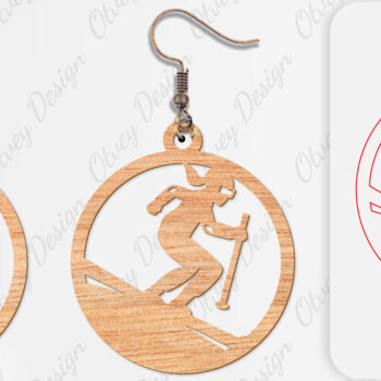 Intra απο ξύλο plywood 3mm-4mm πάχος – Σκουλαρίκια Ski Scene Lasercut Δίασταση 5x5 cm INTRAFABR-112077562 - Image 4