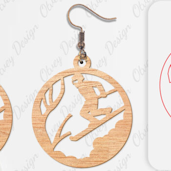 Intra απο ξύλο plywood 3mm-4mm πάχος – Σκουλαρίκια Ski Scene Lasercut Δίασταση 5x5 cm INTRAFABR-112077562 - Image 5