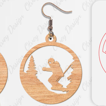 Intra απο ξύλο plywood 3mm-4mm πάχος – Σκουλαρίκια Ski Scene Lasercut Δίασταση 5x5 cm INTRAFABR-112077562 - Image 6