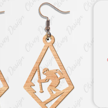 Intra απο ξύλο plywood 3mm-4mm πάχος – Σκουλαρίκια Ski Scene Lasercut Δίασταση 5x5 cm INTRAFABR-112077653 - Image 3