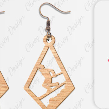 Intra απο ξύλο plywood 3mm-4mm πάχος – Σκουλαρίκια Ski Scene Lasercut Δίασταση 5x5 cm INTRAFABR-112077653 - Image 5