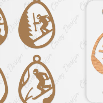 Intra απο ξύλο plywood 3mm-4mm πάχος – Σκουλαρίκια Ski Scene Lasercut Δίασταση 5x5 cm INTRAFABR-112077655 - Image 1