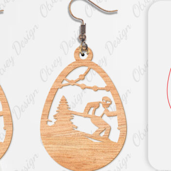 Intra απο ξύλο plywood 3mm-4mm πάχος – Σκουλαρίκια Ski Scene Lasercut Δίασταση 5x5 cm INTRAFABR-112077655 - Image 2