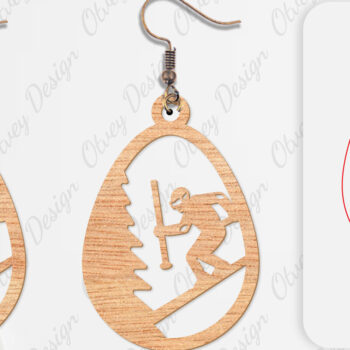 Intra απο ξύλο plywood 3mm-4mm πάχος – Σκουλαρίκια Ski Scene Lasercut Δίασταση 5x5 cm INTRAFABR-112077655 - Image 3