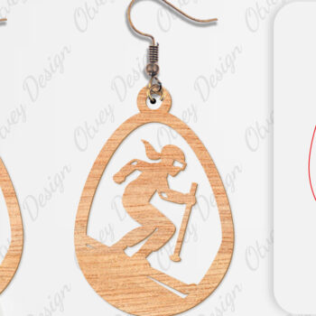 Intra απο ξύλο plywood 3mm-4mm πάχος – Σκουλαρίκια Ski Scene Lasercut Δίασταση 5x5 cm INTRAFABR-112077655 - Image 4