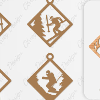 Intra απο ξύλο plywood 3mm-4mm πάχος – Σκουλαρίκια Ski Scene Lasercut Δίασταση 5x5 cm INTRAFABR-112077657 - Image 1