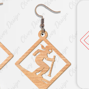 Intra απο ξύλο plywood 3mm-4mm πάχος – Σκουλαρίκια Ski Scene Lasercut Δίασταση 5x5 cm INTRAFABR-112077657 - Image 4