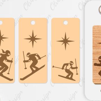 Intra απο ξύλο plywood 3mm-4mm πάχος – Σκουλαρίκια Ski Scene Lasercut Δίασταση  5x5 cm INTRAFABR-112077662 - Image 1