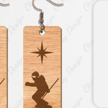 Intra απο ξύλο plywood 3mm-4mm πάχος – Σκουλαρίκια Ski Scene Lasercut Δίασταση  5x5 cm INTRAFABR-112077662 - Image 2