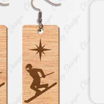 Intra απο ξύλο plywood 3mm-4mm πάχος – Σκουλαρίκια Ski Scene Lasercut Δίασταση  5x5 cm INTRAFABR-112077662 - Image 3