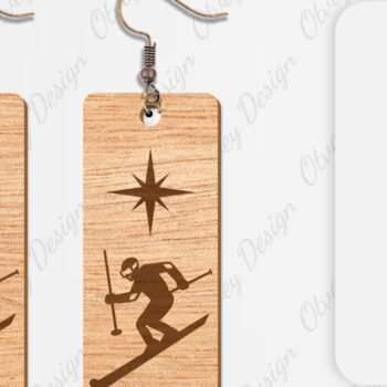 Intra απο ξύλο plywood 3mm-4mm πάχος – Σκουλαρίκια Ski Scene Lasercut Δίασταση  5x5 cm INTRAFABR-112077662 - Image 5