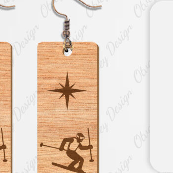 Intra απο ξύλο plywood 3mm-4mm πάχος – Σκουλαρίκια Ski Scene Lasercut Δίασταση  5x5 cm INTRAFABR-112077662 - Image 6