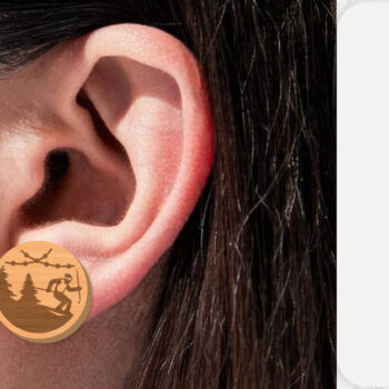 Intra απο ξύλο plywood 3mm-4mm πάχος – Σκουλαρίκια Ski Scene Lasercut Δίασταση  5x5 cm INTRAFABR-112077516 - Image 2