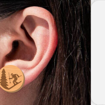 Intra απο ξύλο plywood 3mm-4mm πάχος – Σκουλαρίκια Ski Scene Lasercut Δίασταση  5x5 cm INTRAFABR-112077516 - Image 3