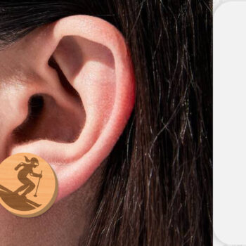 Intra απο ξύλο plywood 3mm-4mm πάχος – Σκουλαρίκια Ski Scene Lasercut Δίασταση  5x5 cm INTRAFABR-112077516 - Image 4