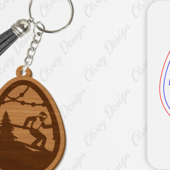Intra απο ξύλο plywood 3mm-4mm πάχος – Ski Scene Keychain Lasercut Δίασταση  5x5 cm INTRAFABR-112080550 - Image 2