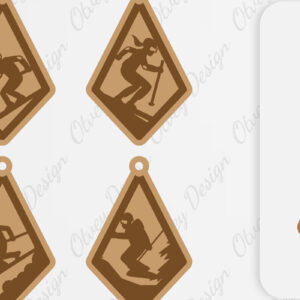 Intra απο ξύλο plywood 3mm-4mm πάχος – Ski Scene Keychain Lasercut Δίασταση  5x5 cm INTRAFABR-112080551