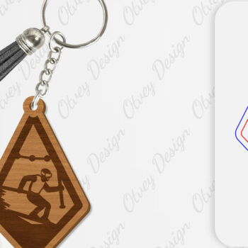 Intra απο ξύλο plywood 3mm-4mm πάχος – Ski Scene Keychain Lasercut Δίασταση  5x5 cm INTRAFABR-112080551 - Image 2