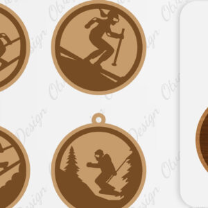 Intra απο ξύλο plywood 3mm-4mm πάχος – Ski Scene Keychain Lasercut Δίασταση  5x5 cm INTRAFABR-112080553