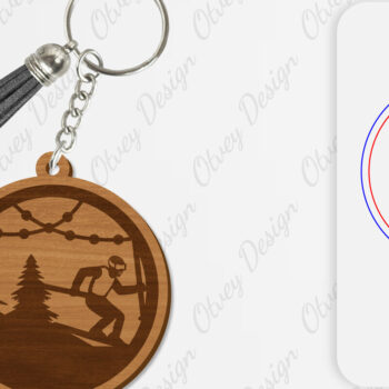 Intra απο ξύλο plywood 3mm-4mm πάχος – Ski Scene Keychain Lasercut Δίασταση  5x5 cm INTRAFABR-112080553 - Image 2