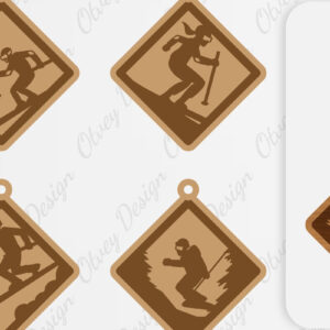 Intra απο ξύλο plywood 3mm-4mm πάχος – Ski Scene Keychain Lasercut Δίασταση  5x5 cm INTRAFABR-112080545