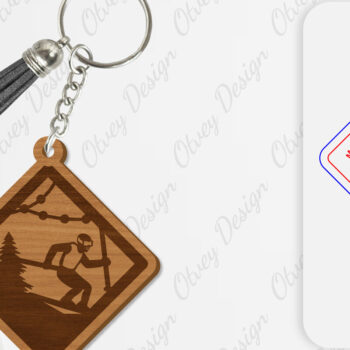 Intra απο ξύλο plywood 3mm-4mm πάχος – Ski Scene Keychain Lasercut Δίασταση  5x5 cm INTRAFABR-112080545 - Image 2