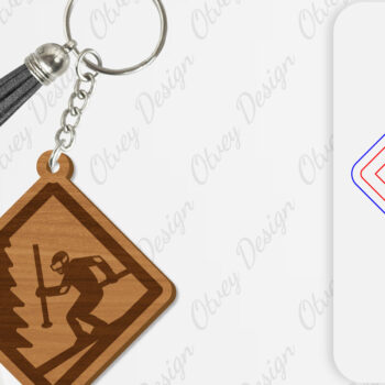 Intra απο ξύλο plywood 3mm-4mm πάχος – Ski Scene Keychain Lasercut Δίασταση  5x5 cm INTRAFABR-112080545 - Image 3