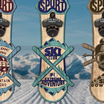 Intra απο ξύλο plywood 3mm-4mm πάχος – Skiing Lover Beer Openers Δίασταση  20x20 cm INTRAFABR-26062664 - Image 1