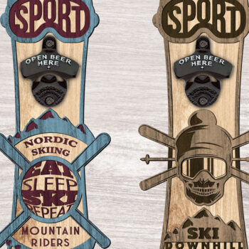 Intra απο ξύλο plywood 3mm-4mm πάχος – Skiing Lover Beer Openers Δίασταση  20x20 cm INTRAFABR-26062664 - Image 2