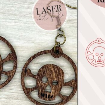 Intra απο ξύλο plywood 3mm-4mm πάχος – Σκουλαρίκια λέιζερ Skull and Bones Δίασταση 5x5 cm INTRAFABR-74147355 - Image 1