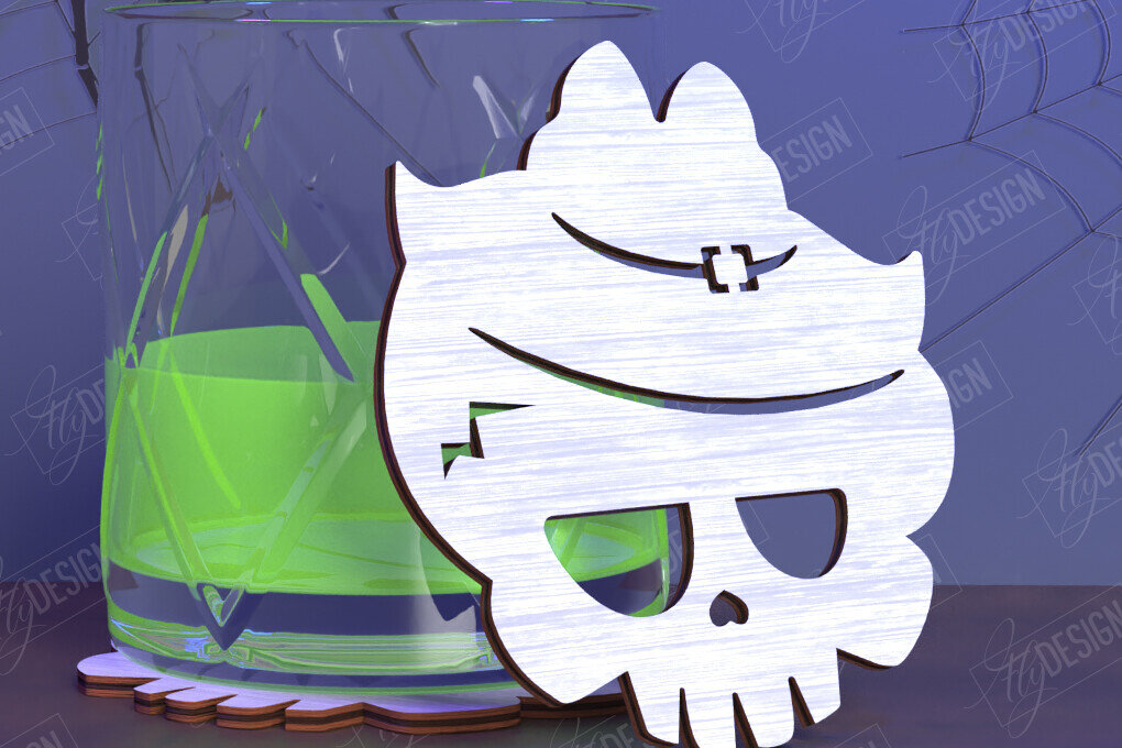 Intra απο ξύλο plywood 3mm-4mm πάχος – Skull Coaster| Ποτά σουβέρ Δίασταση  20x20 cm INTRAFABR-123844708