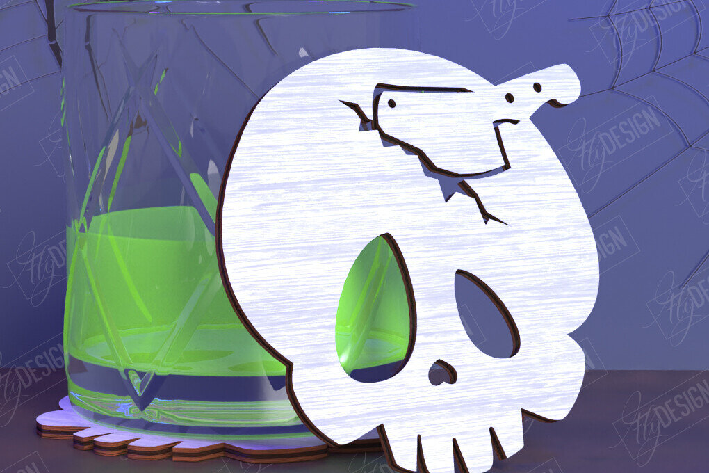 Intra απο ξύλο plywood 3mm-4mm πάχος – Skull Coaster| Ποτά σουβέρ Δίασταση  20x20 cm INTRAFABR-123844710