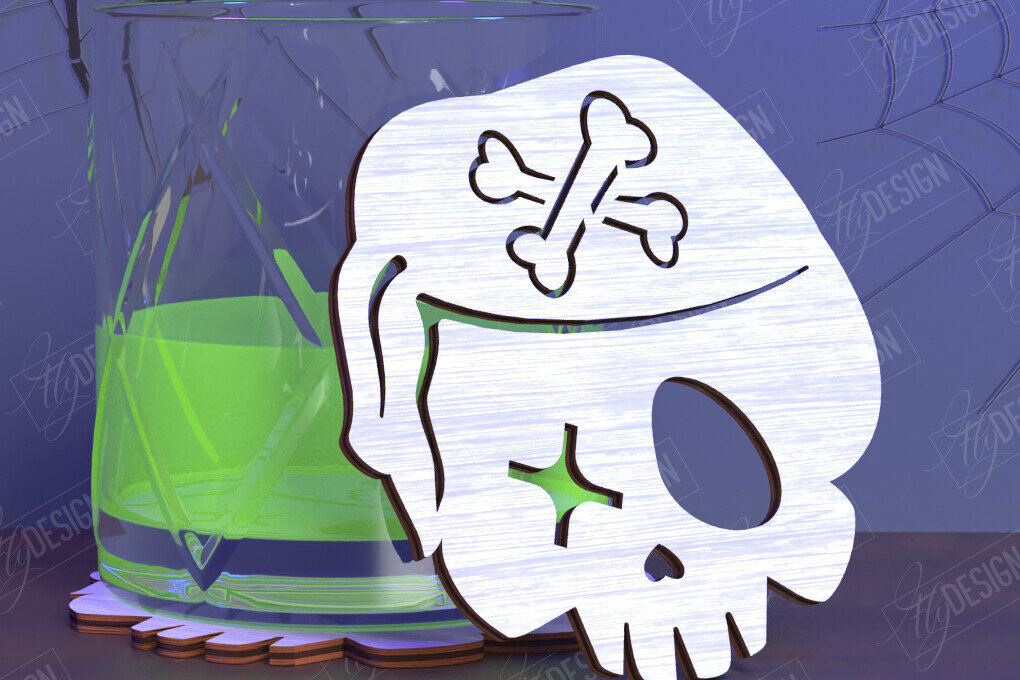 Intra απο ξύλο plywood 3mm-4mm πάχος – Skull Coaster| Ποτά σουβέρ Δίασταση  20x20 cm INTRAFABR-123844712